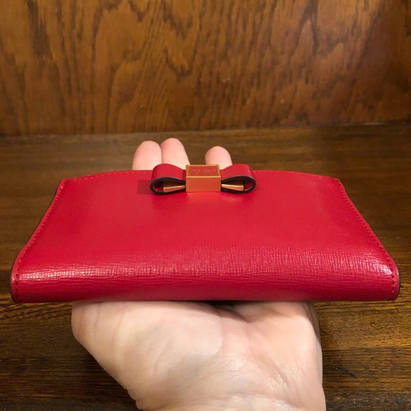 NWT-Kate Spade-Morgan-Bow🎀Embellished Sm Bifold Wallet-Perfect Cherry/Red-$118 - Picture 5 of 16
